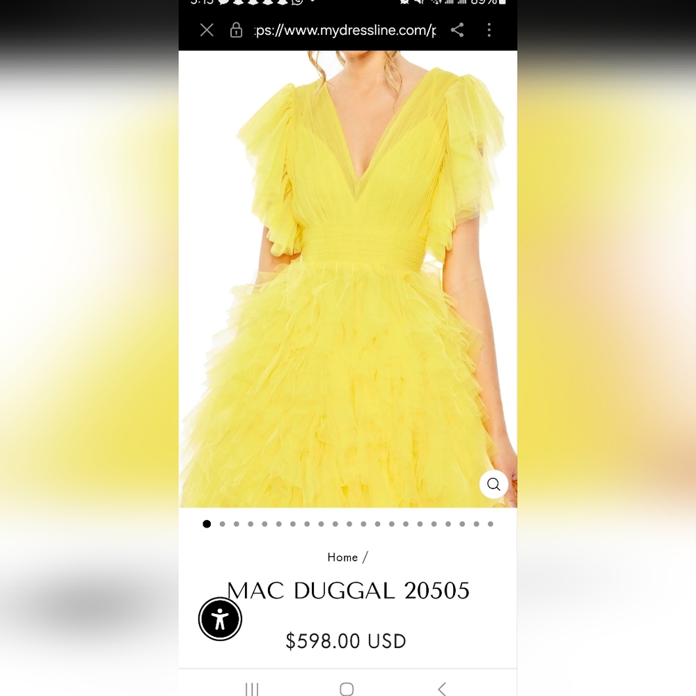 Mac Duggal Yellow Tulle Dress
